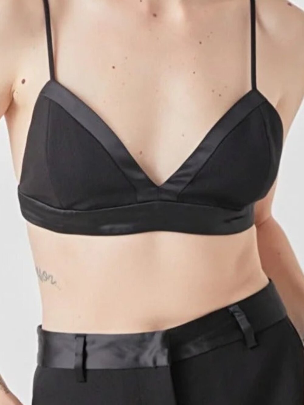 Grey Lab Black Satin Bralette Size Medium